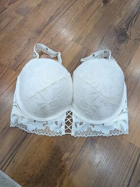 BNWT La Senza Lace Longline Classic Plunge Push-Up Bra — White